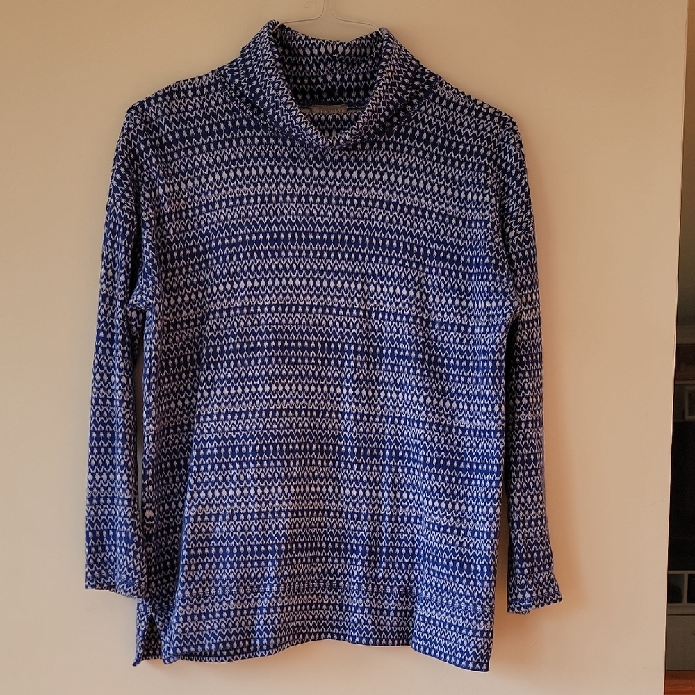 Talbots Blue and White Cowl Neck Sweater - Size MP